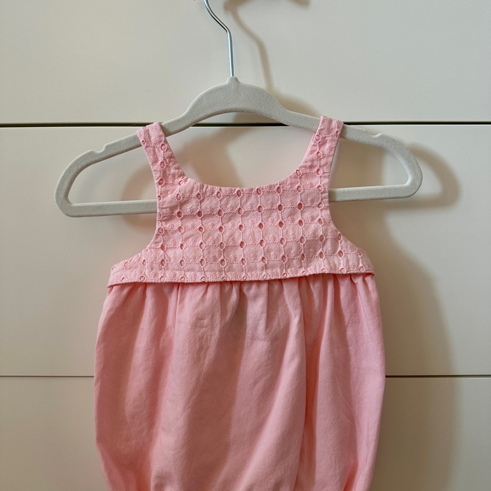 Janie and Jack Light Pink Eyelet Romper